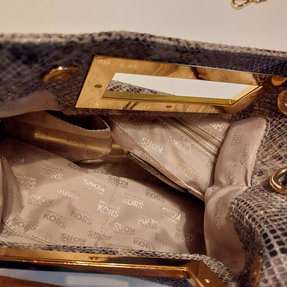 MICHAEL Michael Kors Large Snakeskin Clutch with Detachable Strap - Picture 5 of 15